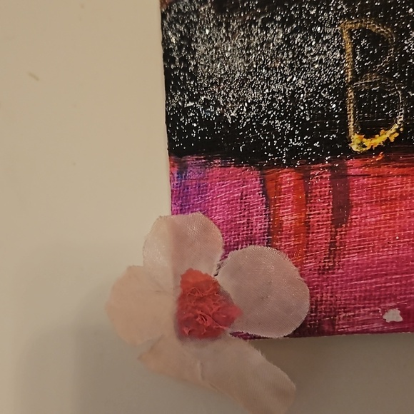 HAND CRAFTED 5 x 7 Barbie Core Abstract Painting Art Room Decor Unique Upcycled - Picture 8 of 17